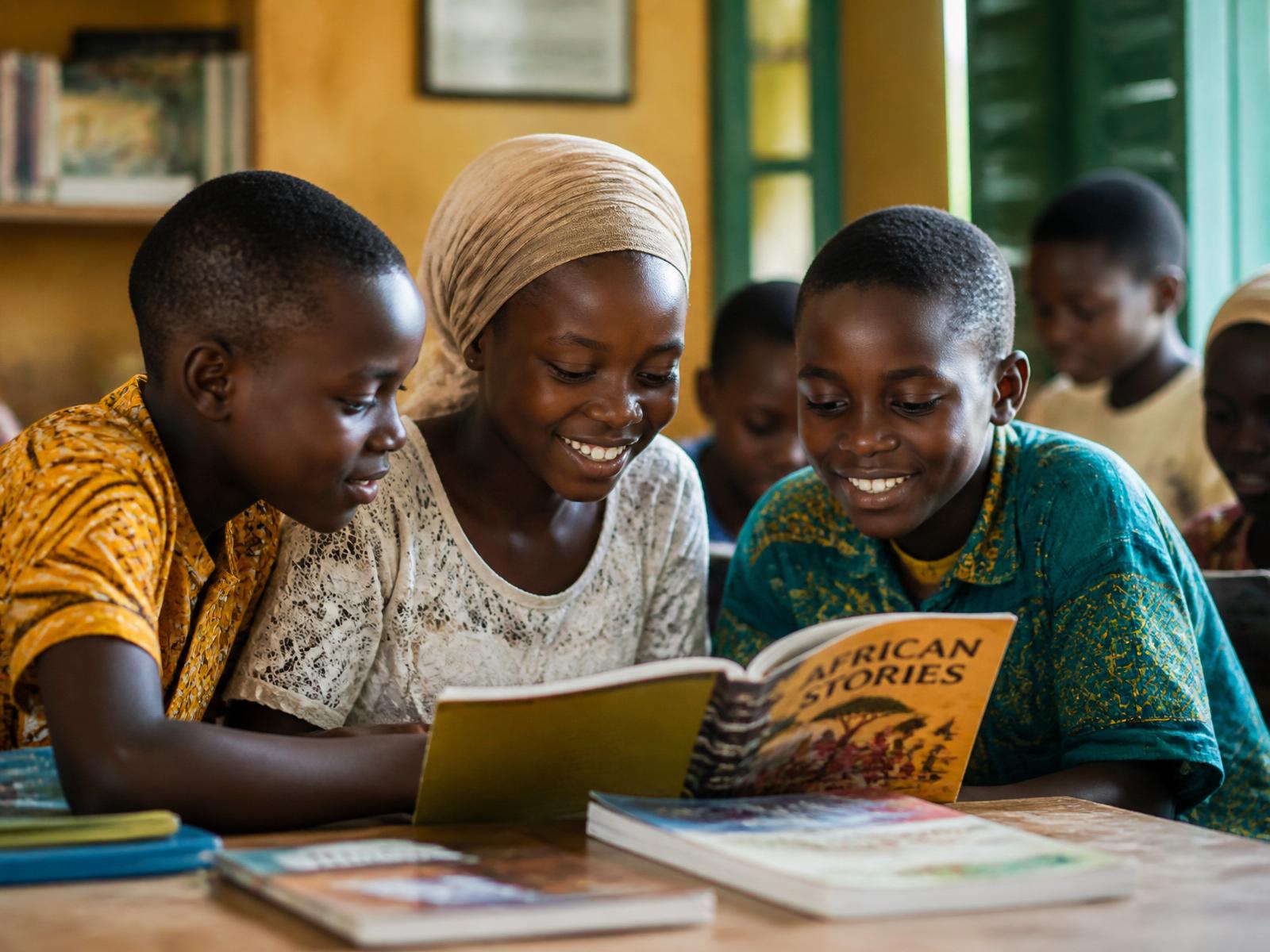 Children learning foundational and digital literacy together